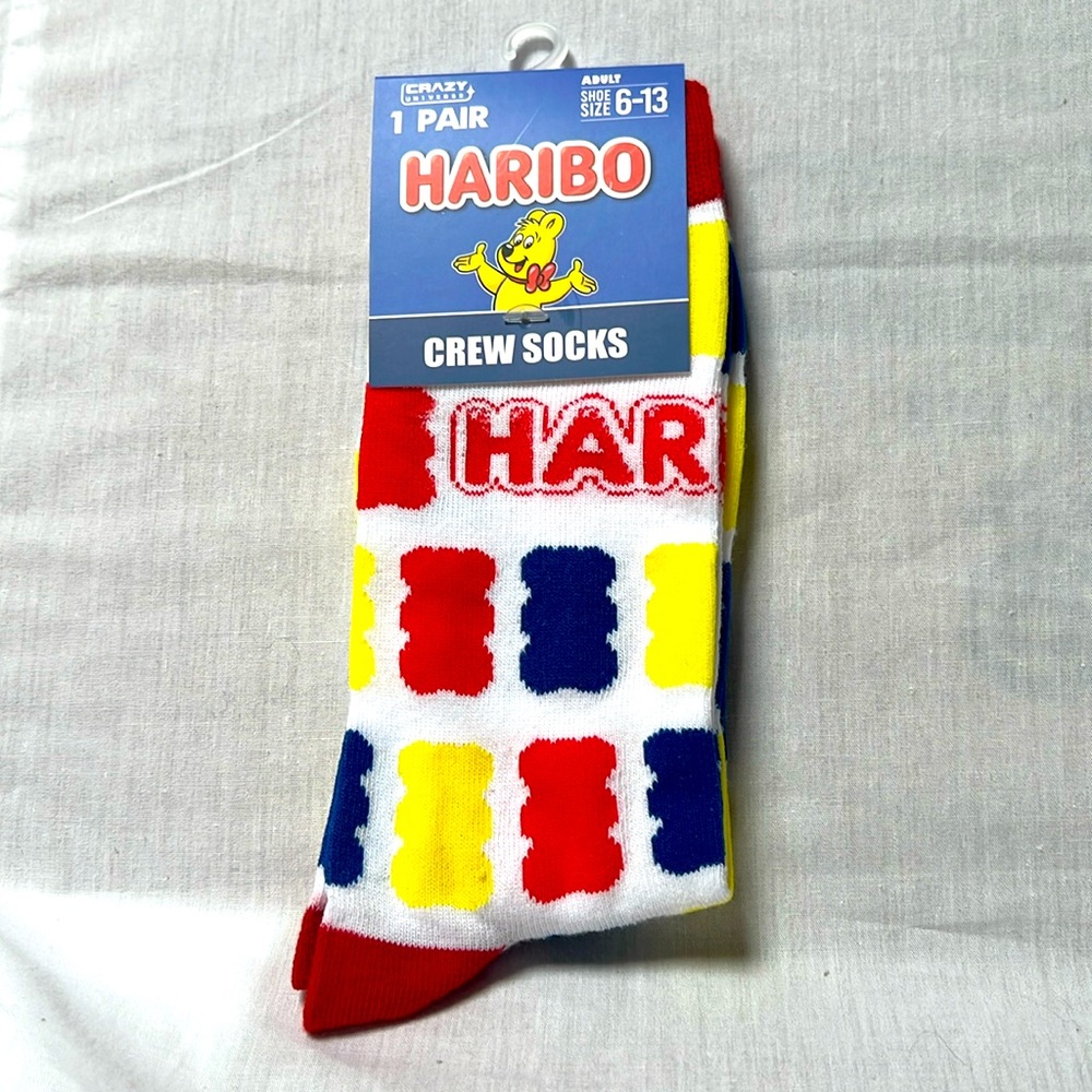 New HARIBO Multi-Colored Novelty Crew Socks Adult Shoe Size 6-13
